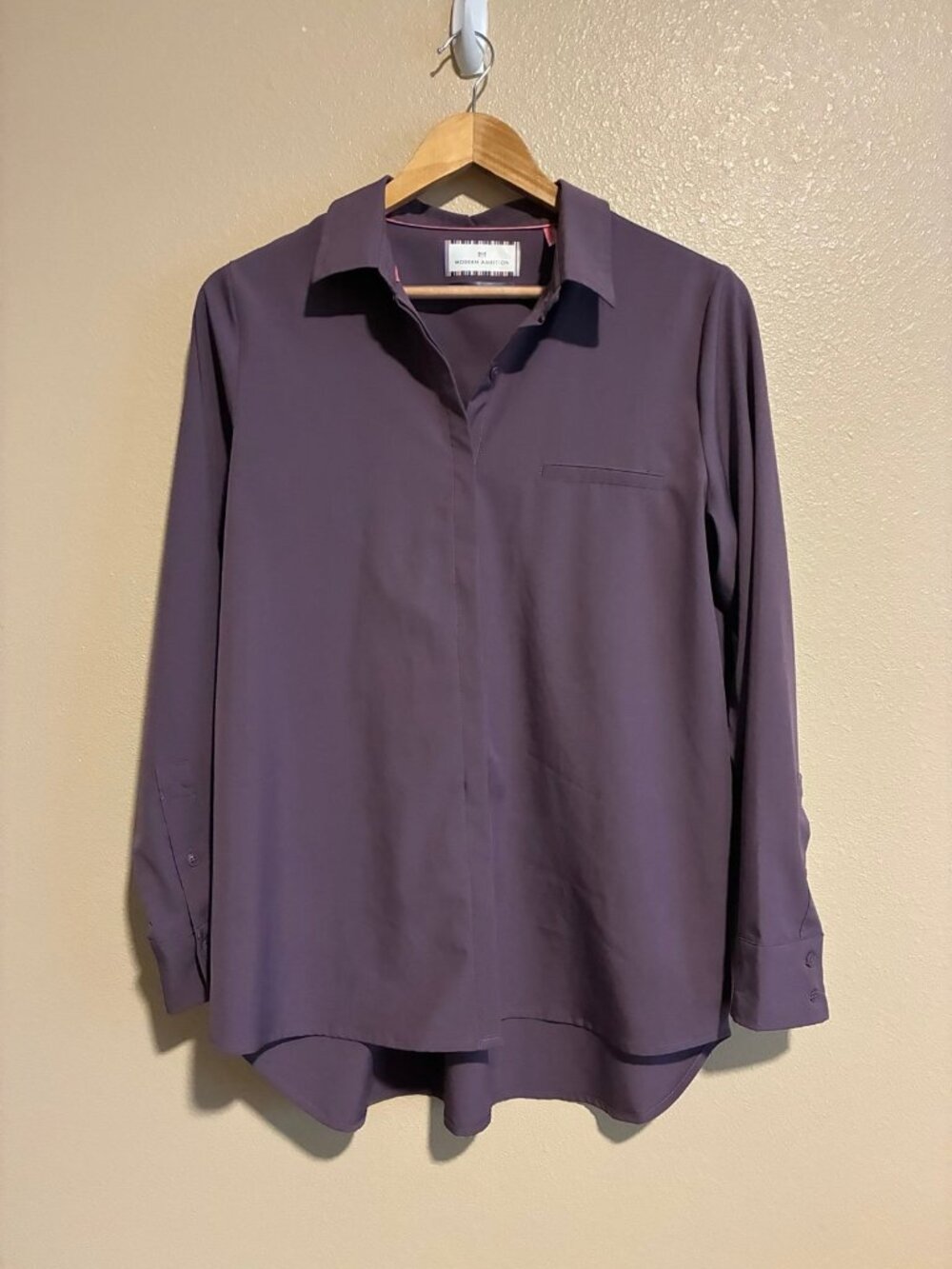 Modern Ambition Women's Purple Long Sleeve Button Down Shirt Size Small